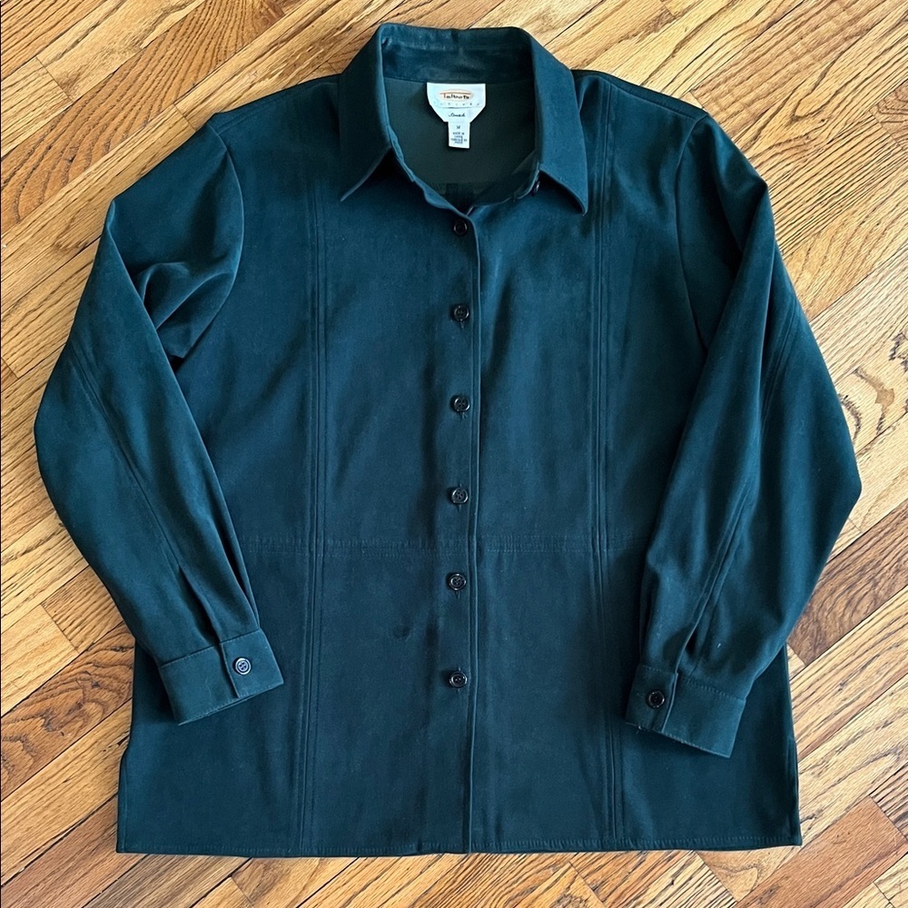 Talbots Dark Teal Button-Front Shirt Jacket